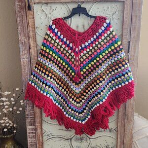 Vintage Handmade Crochet Poncho